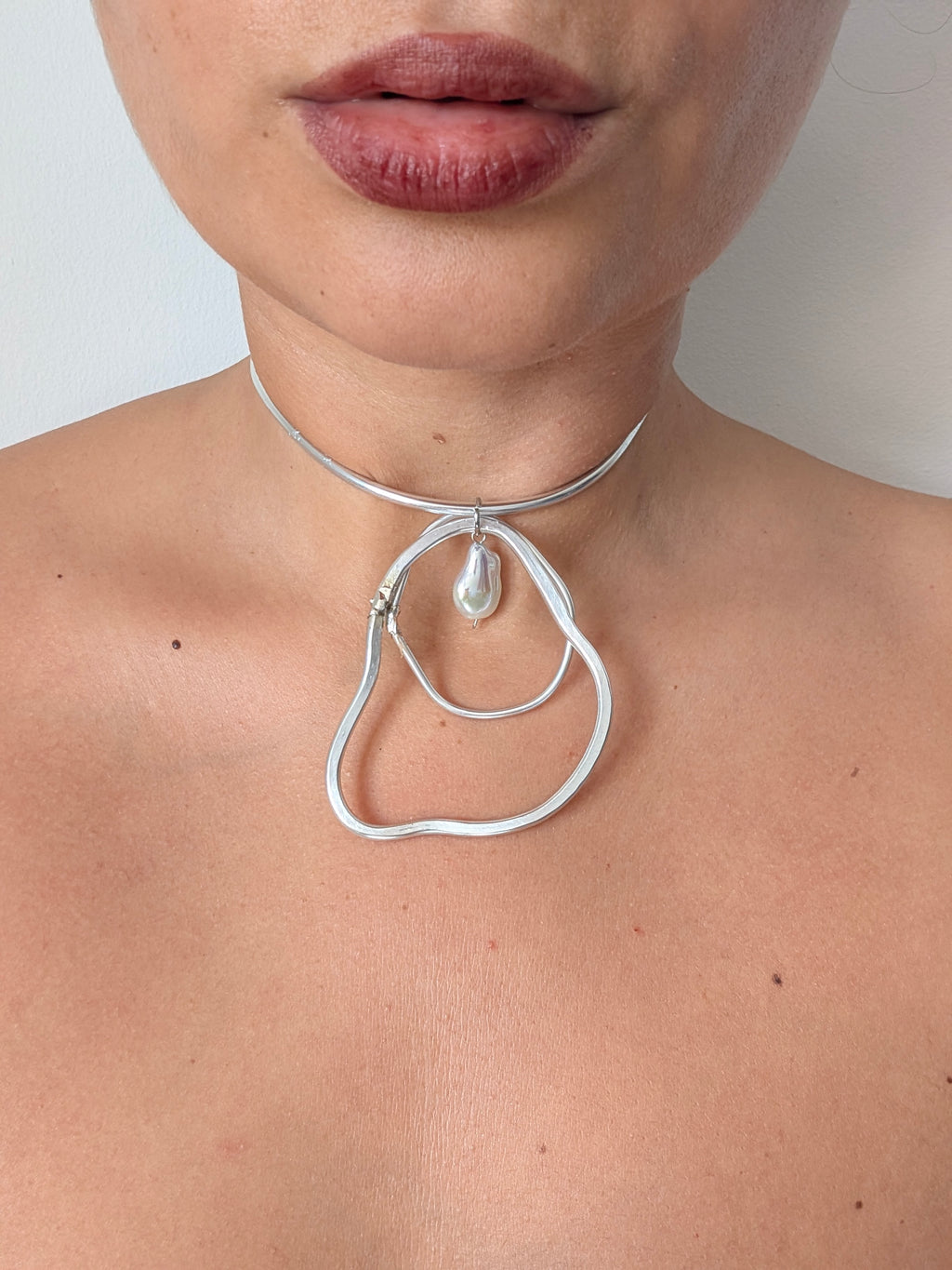 Organic Pearl Choker | Handmade Aluminium Statement Necklace