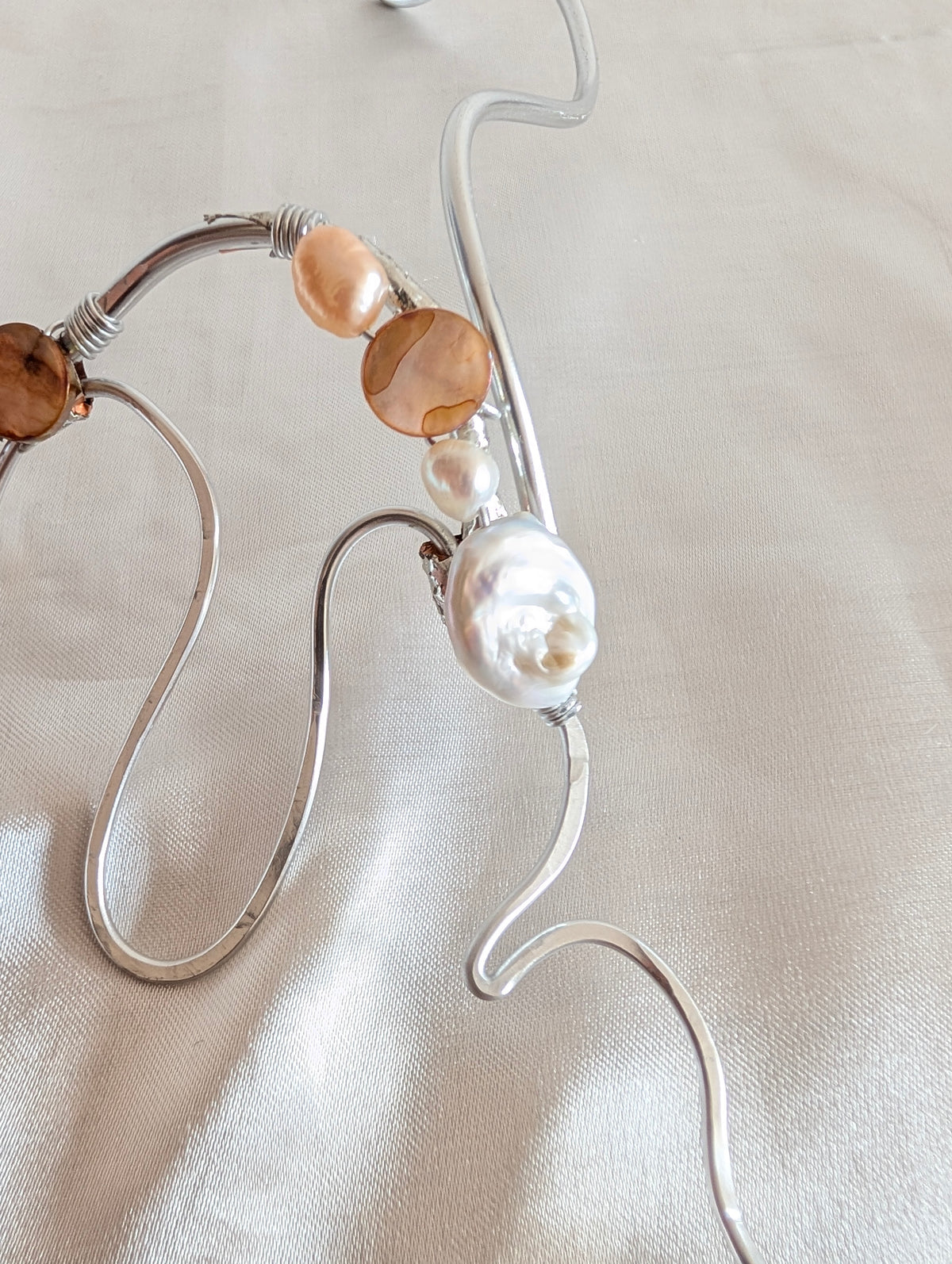Sculptural Baroque Pearl Wire Choker