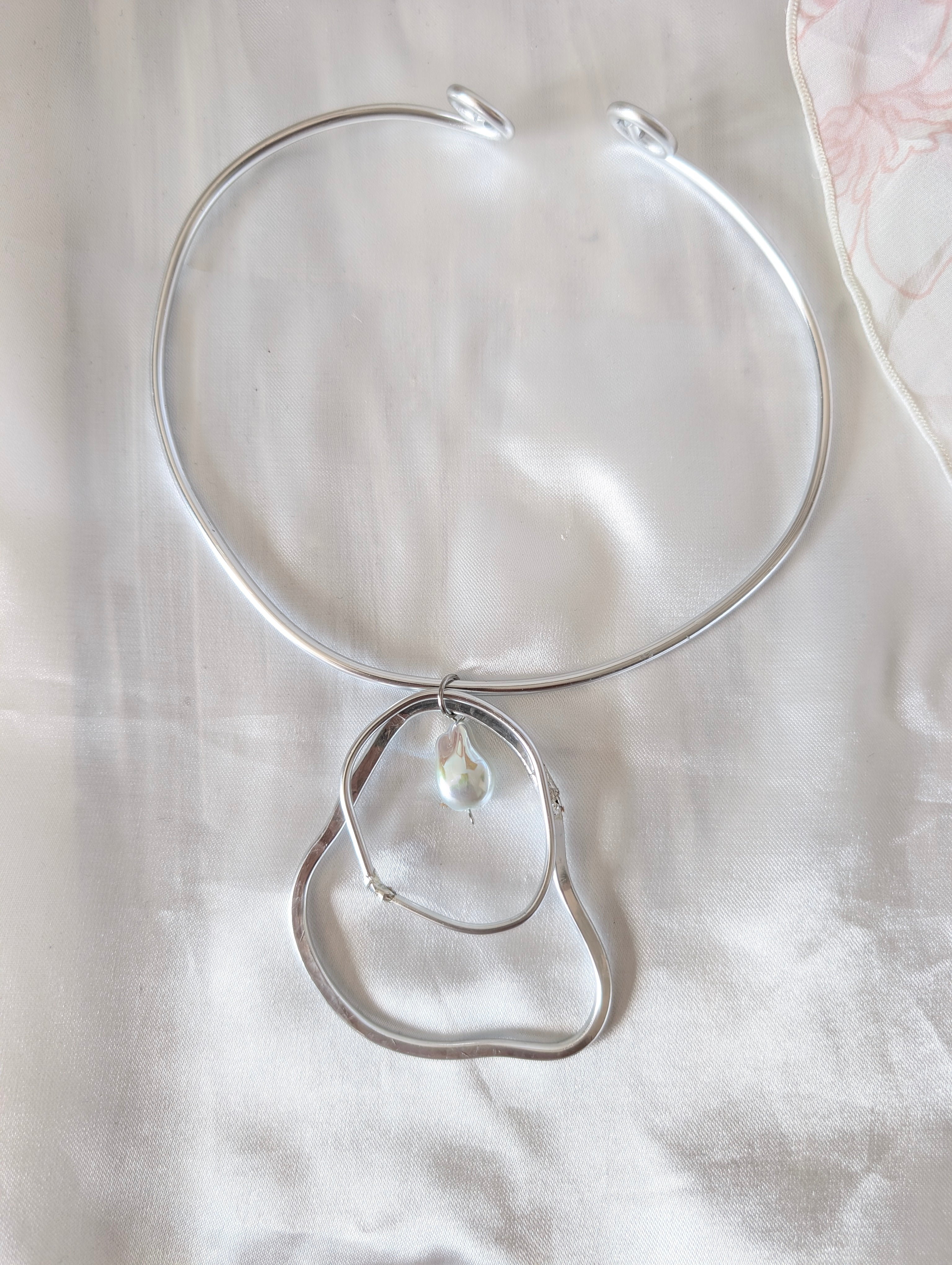 Organic Pearl Choker | Handmade Aluminium Statement Necklace