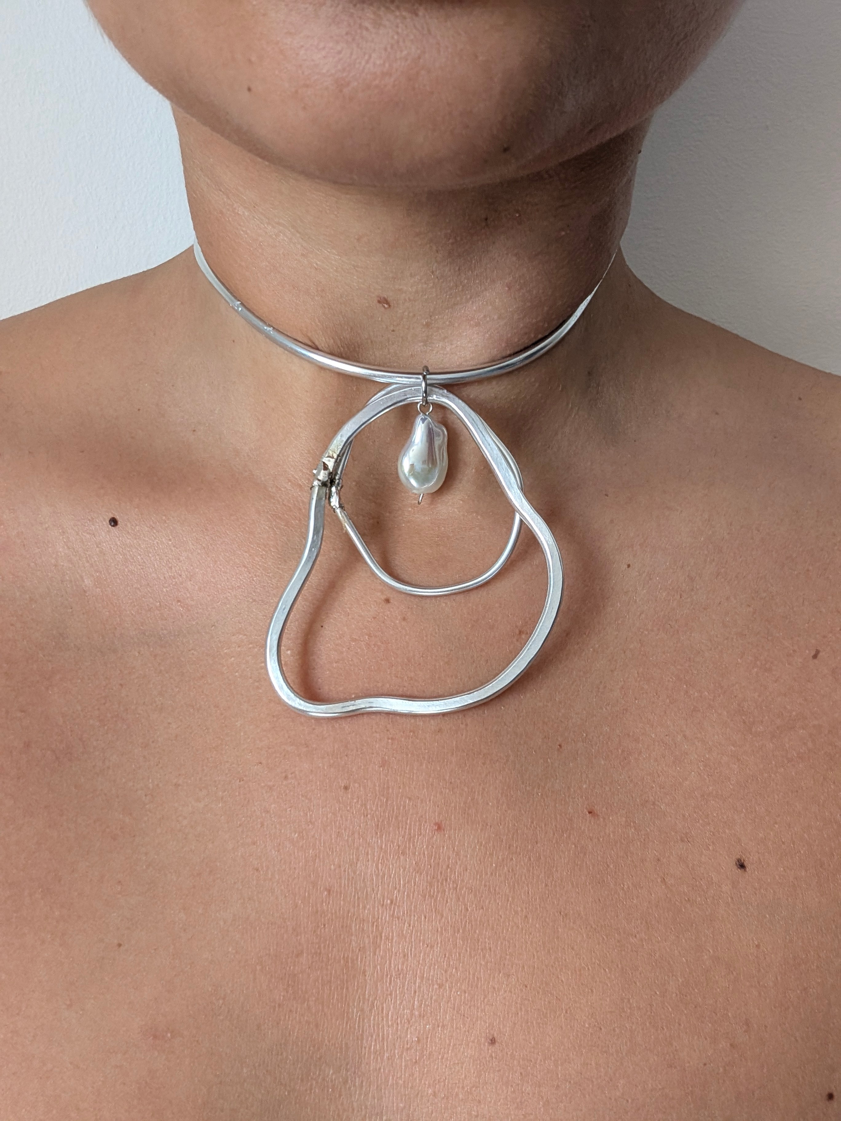 Organic Pearl Choker | Handmade Aluminium Statement Necklace