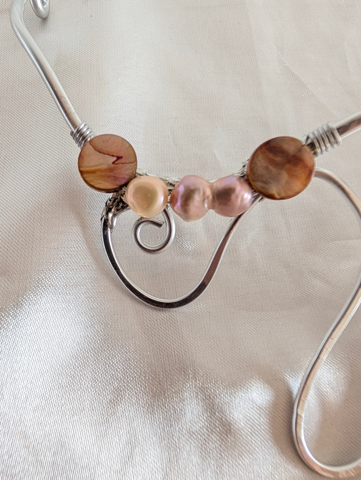 Sculptural Baroque Pearl Wire Choker