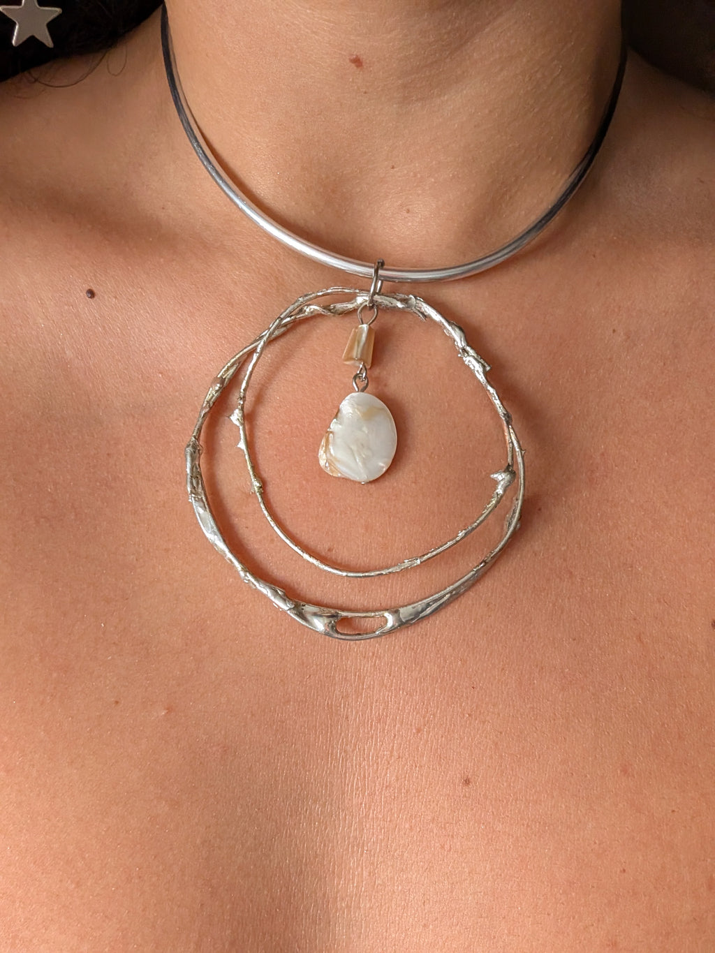 Organic Sculptural Pearl Pendant Choker