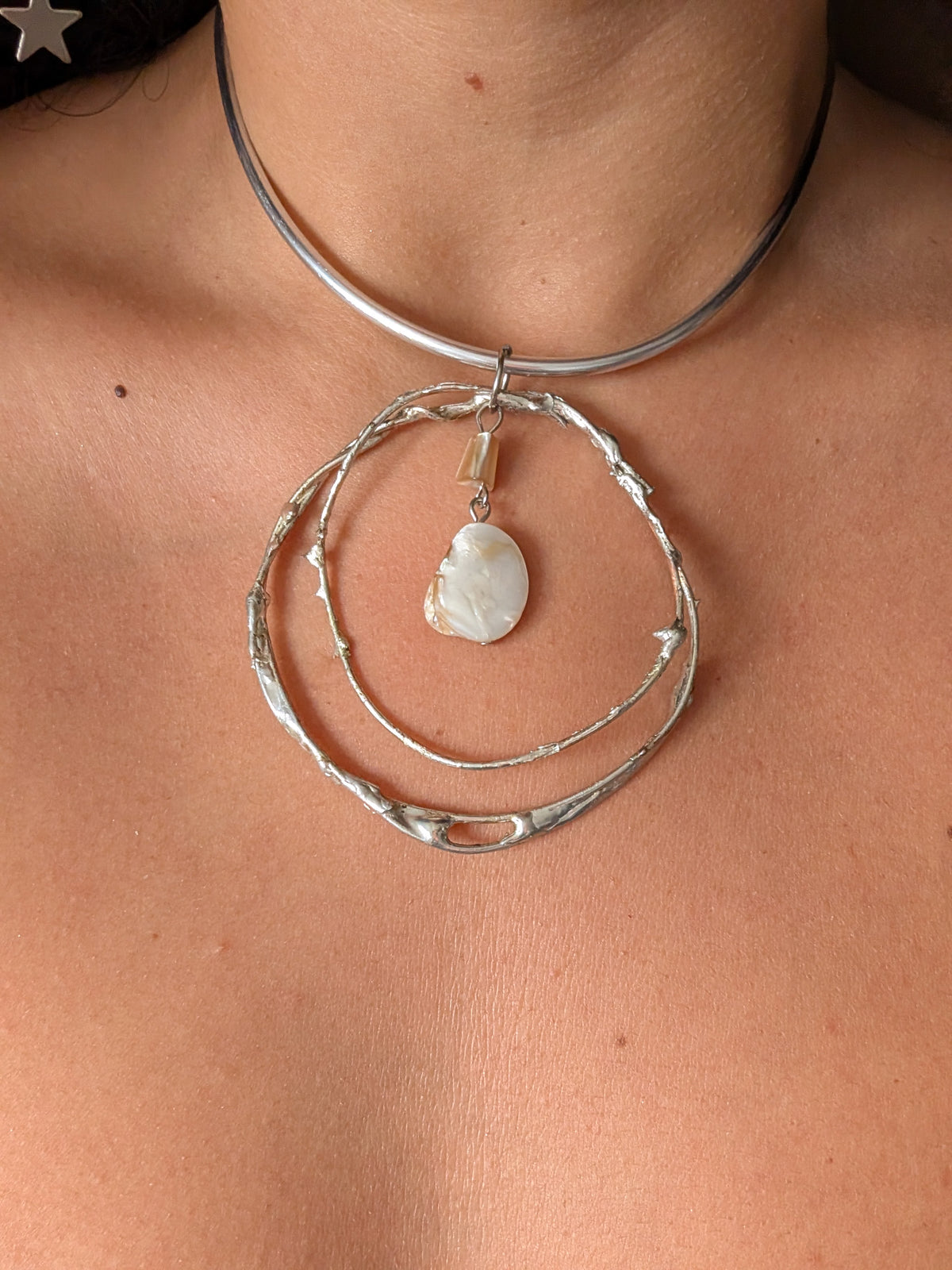 Organic Sculptural Pearl Pendant Choker