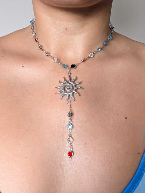 Celestial Sun Crystal Drop Necklace – One of a Kind