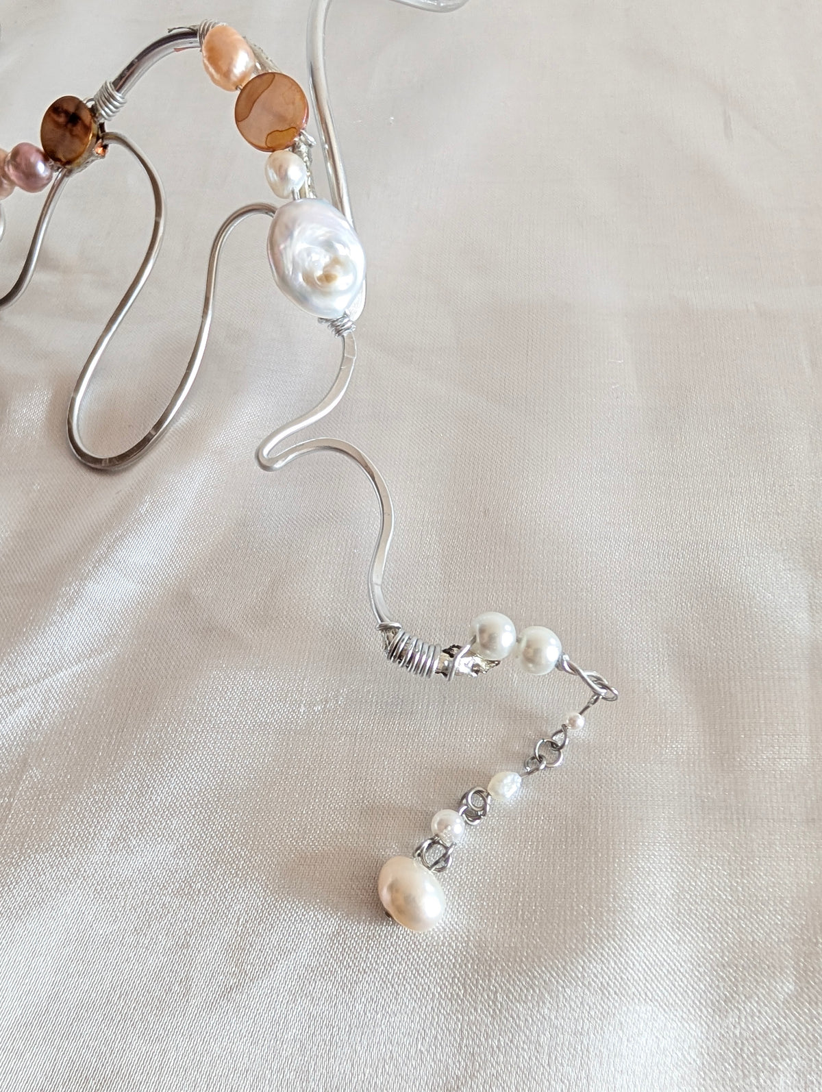 Sculptural Baroque Pearl Wire Choker