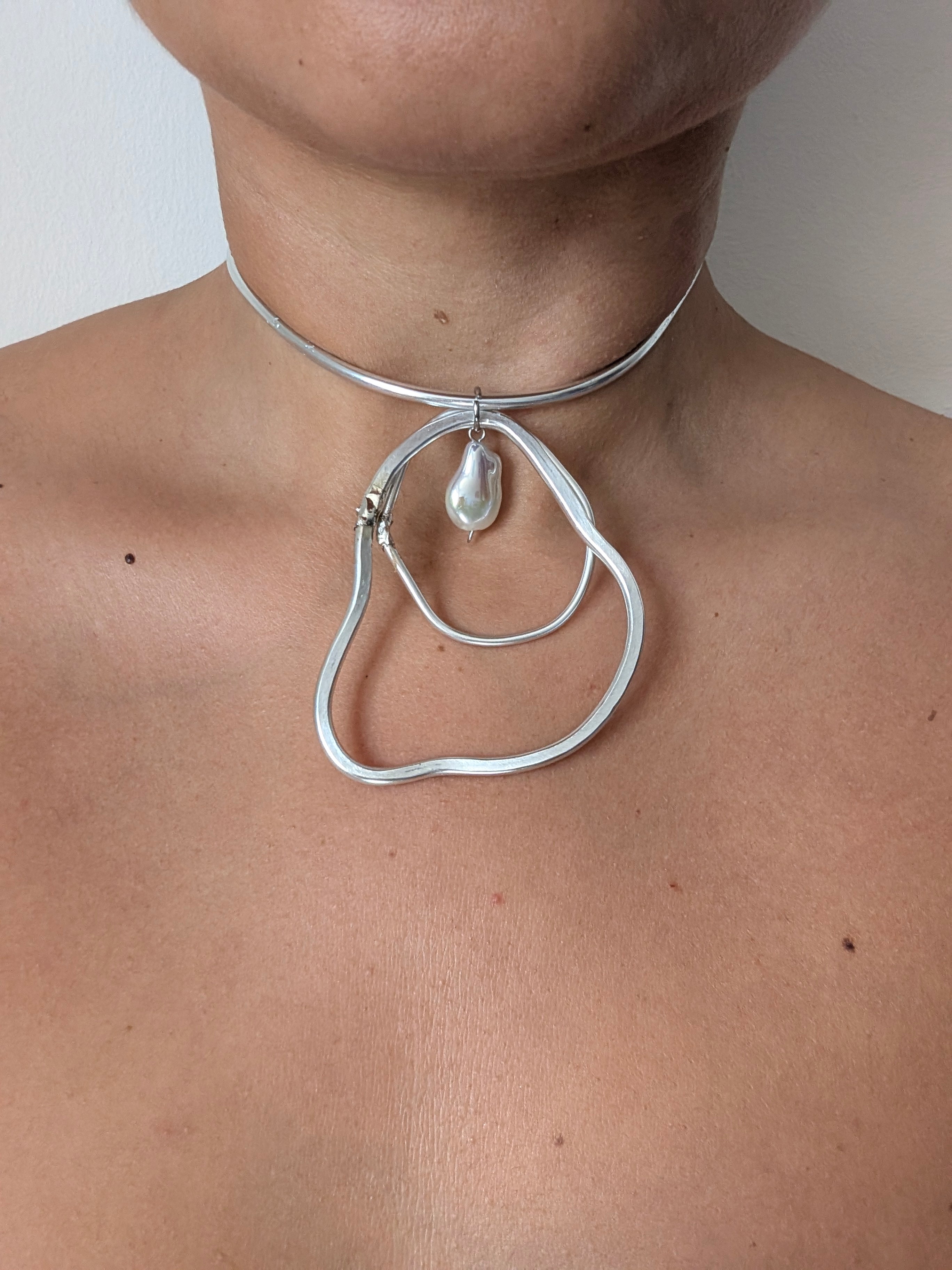 Organic Pearl Choker | Handmade Aluminium Statement Necklace