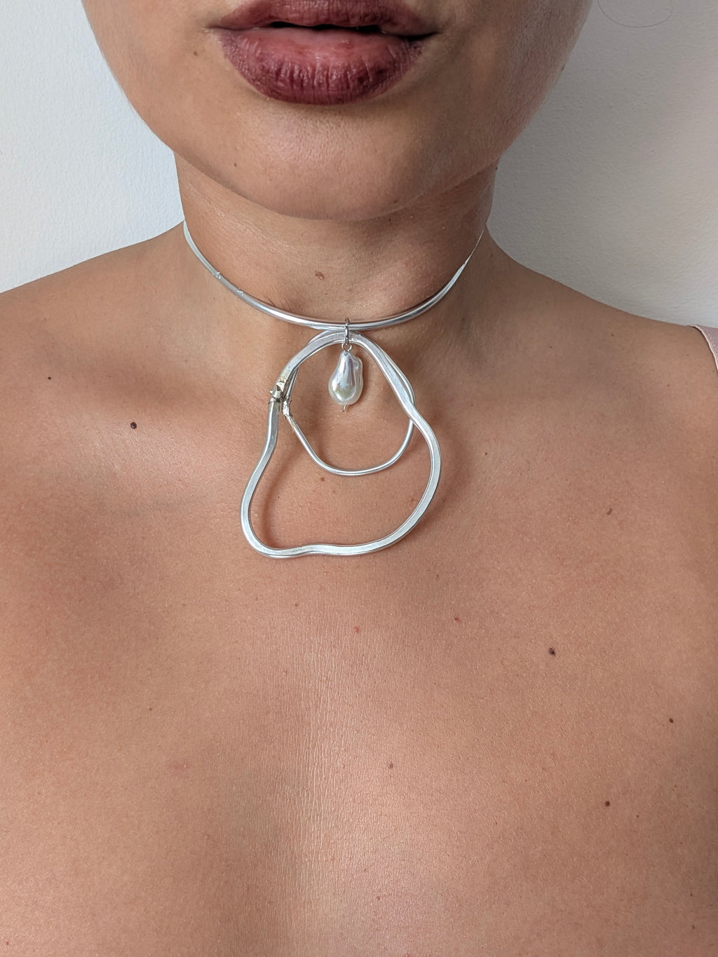 Organic Pearl Choker | Handmade Aluminium Statement Necklace