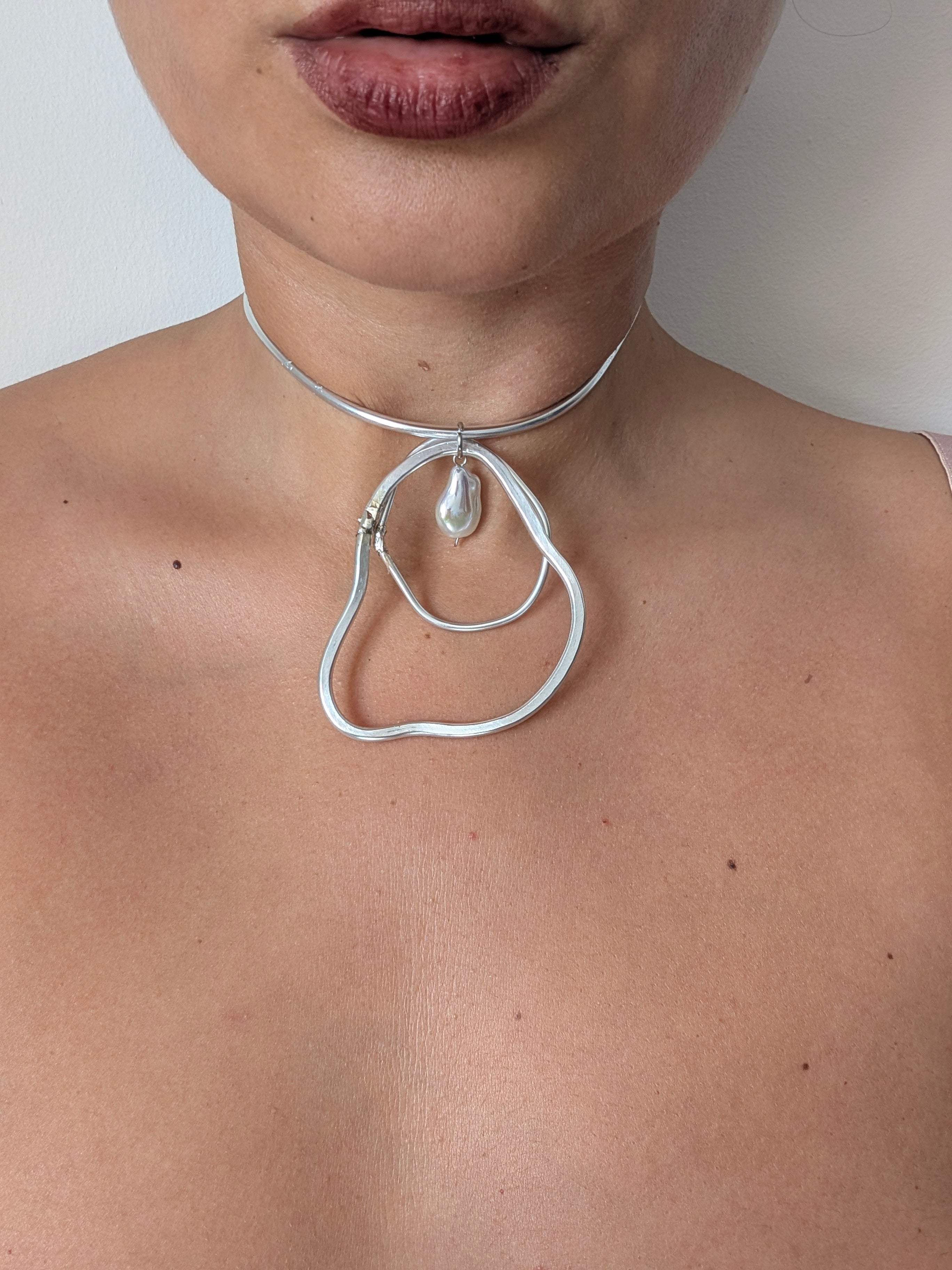 Organic Pearl Choker | Handmade Aluminium Statement Necklace