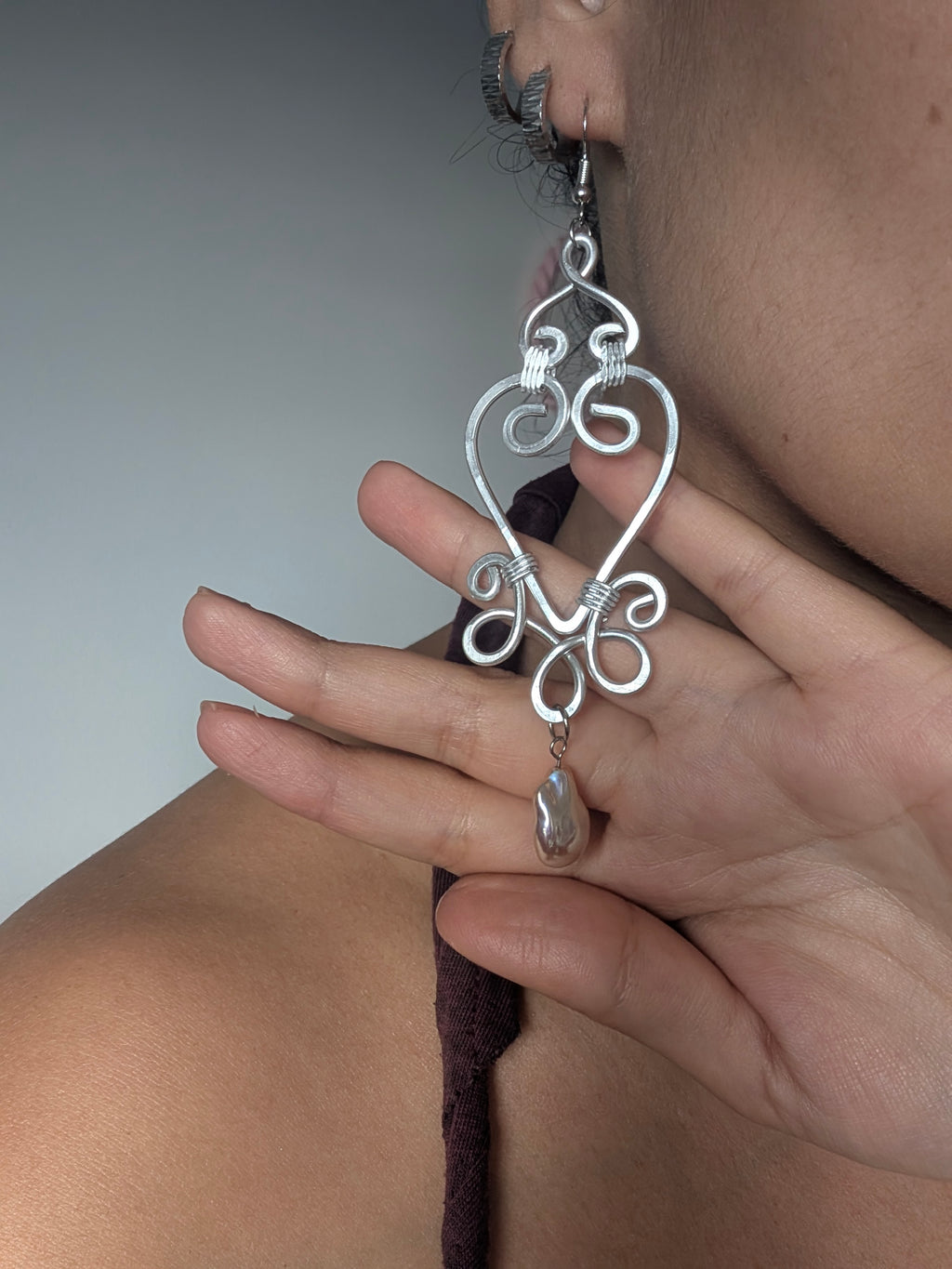 Art Nouveau Inspired Pearl Statement Earrings