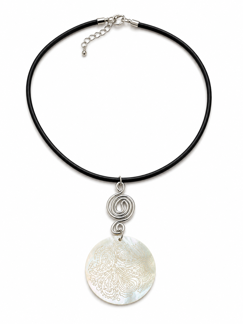 Handmade Paisley Mother of Pearl Pendant Choker