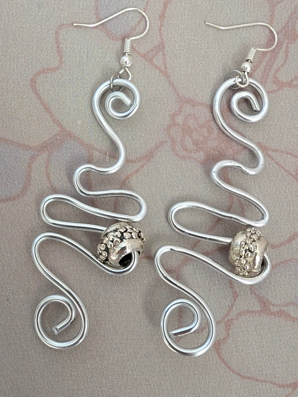 Silver Wavy Spiral Earrings | Statement Jewellery