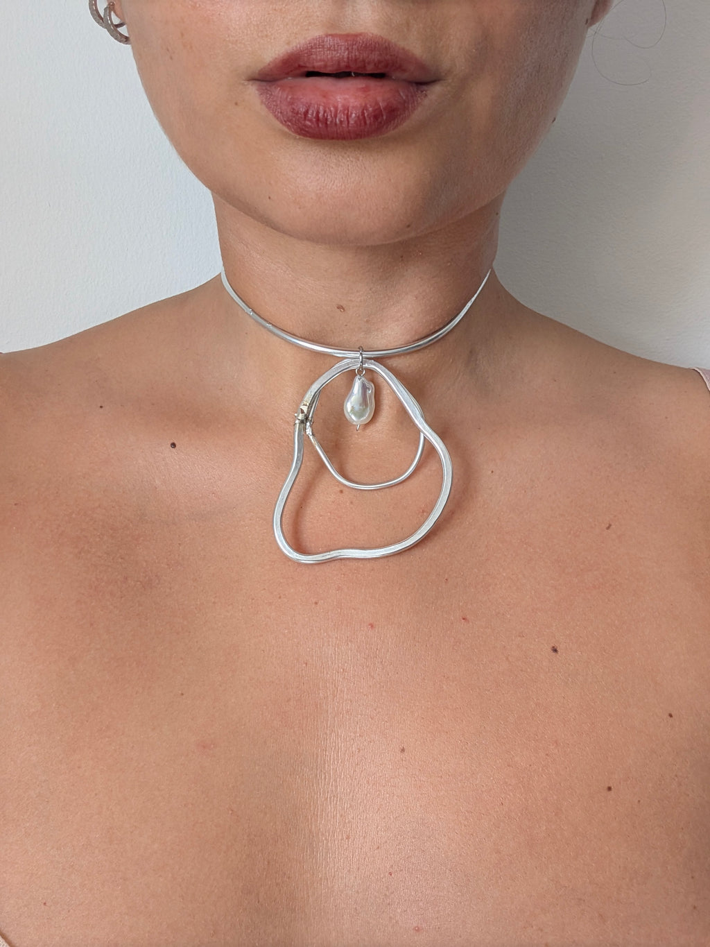 Organic Pearl Choker | Handmade Aluminium Statement Necklace