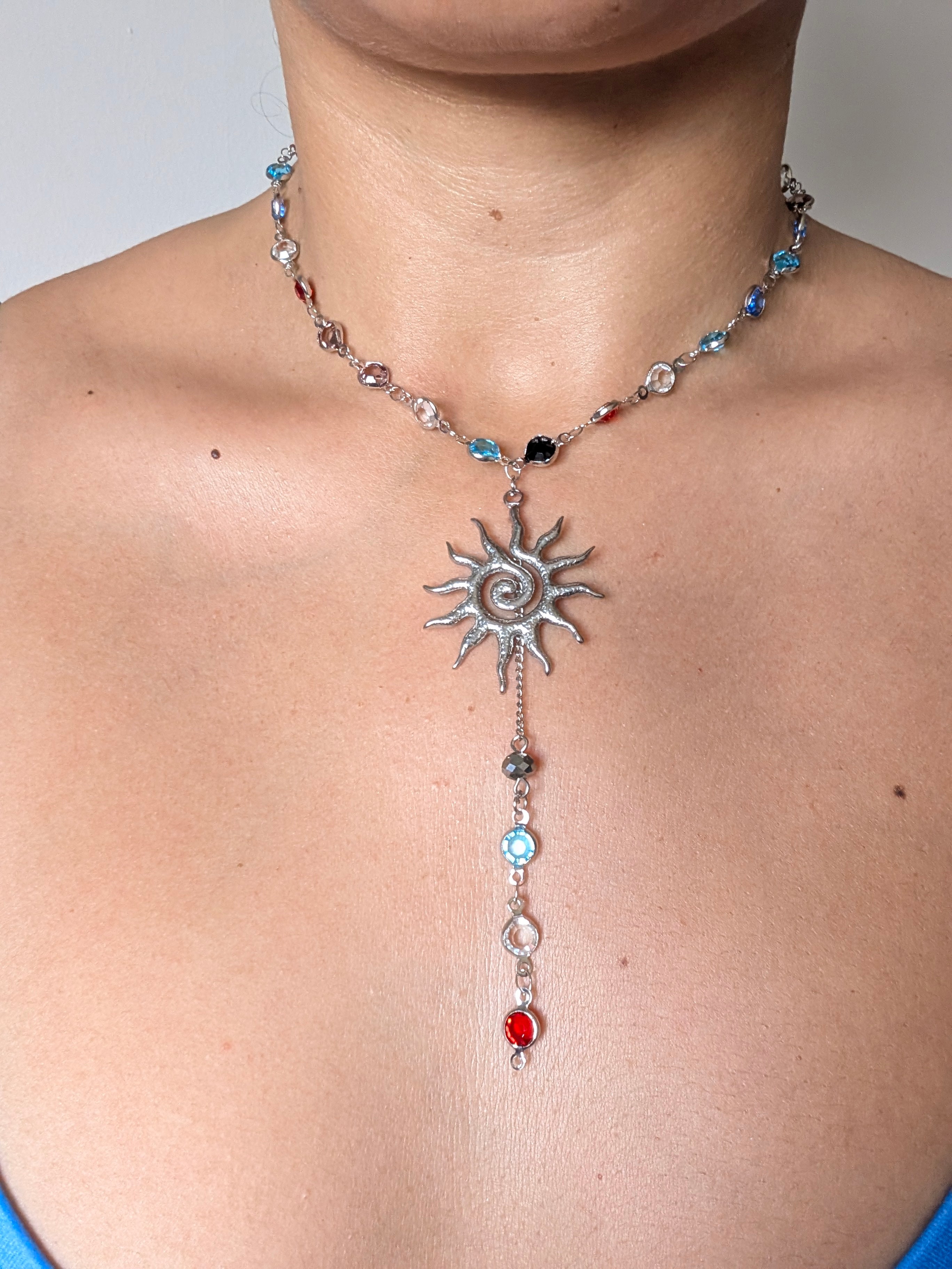 Celestial Sun Crystal Drop Necklace – One of a Kind