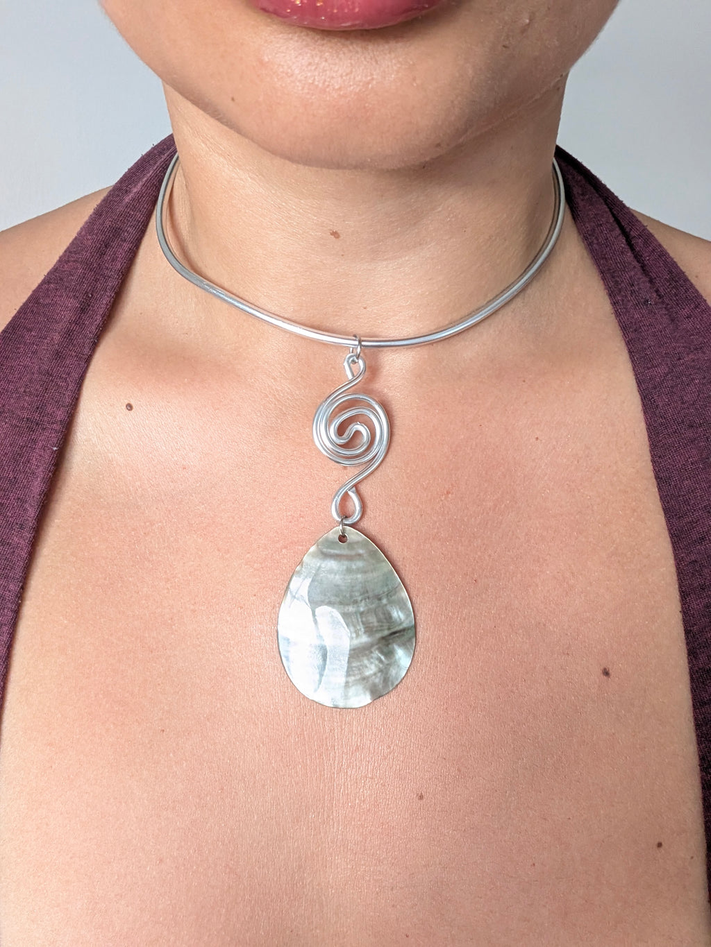 Silver Shell Spiral Choker